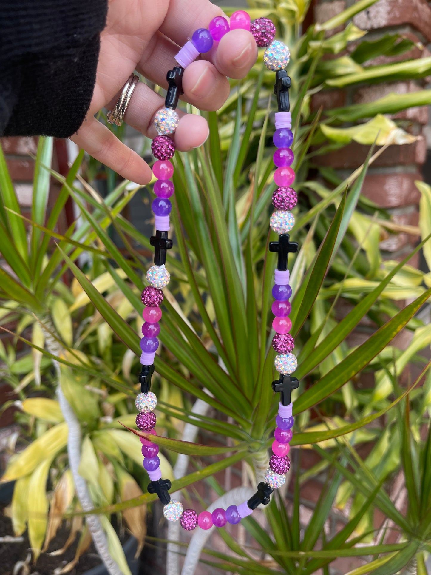 Purple Cross Drip Necklace