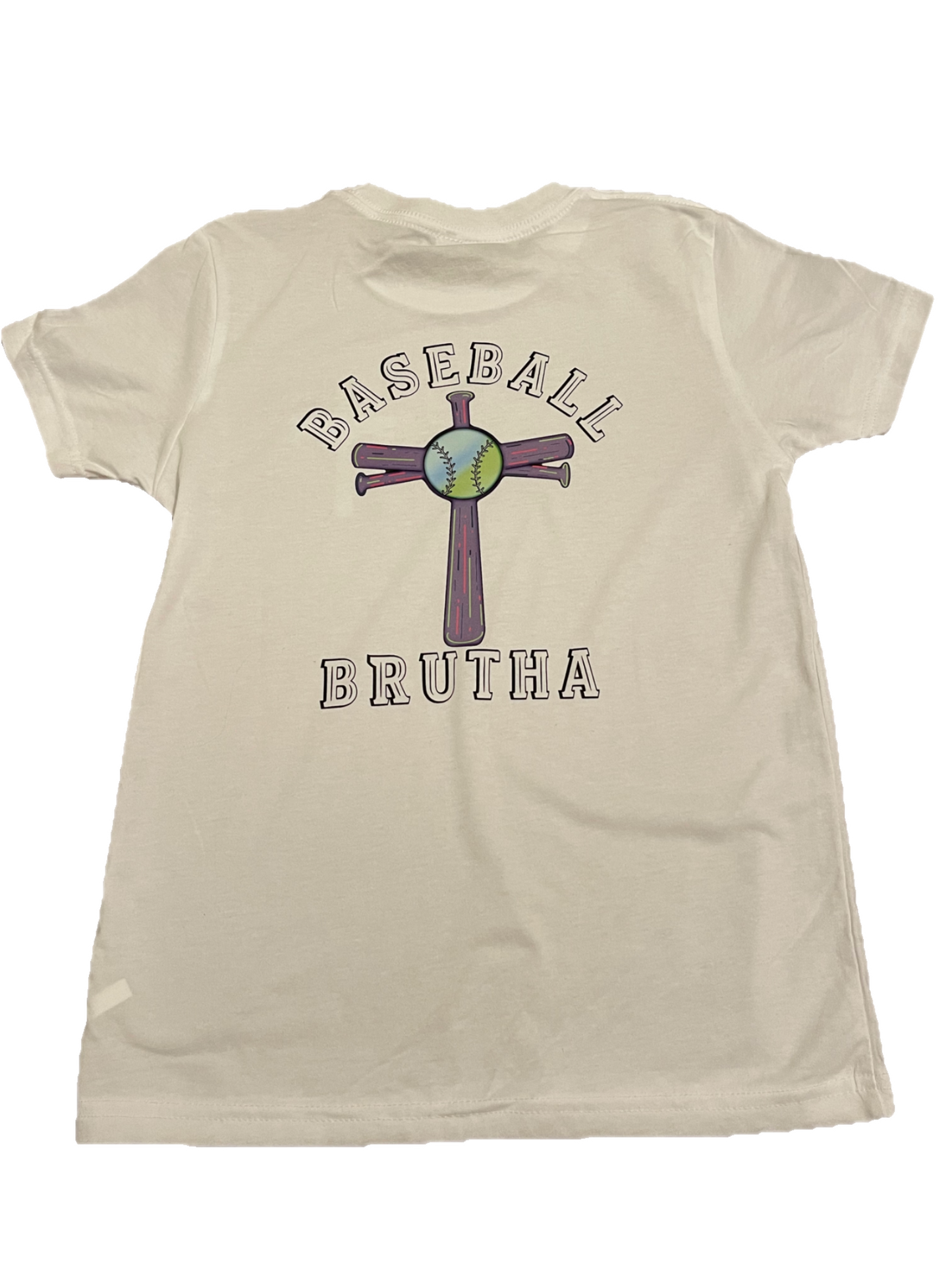 White Baseball Brutha Bat Cross Tee