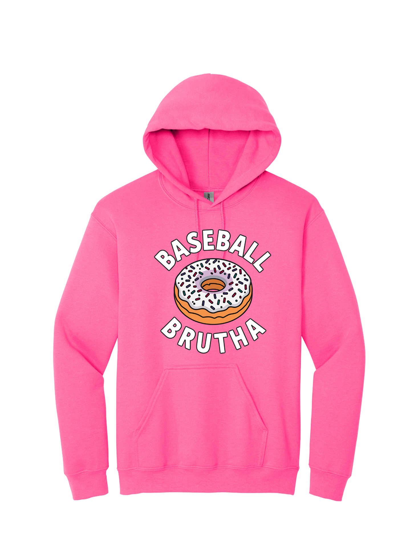 White Hot Pink Baseball Hoodie Sweatshirt - A