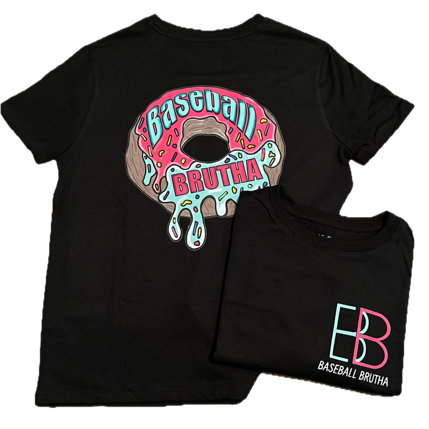 Donut Black Baseball Brutha Tee