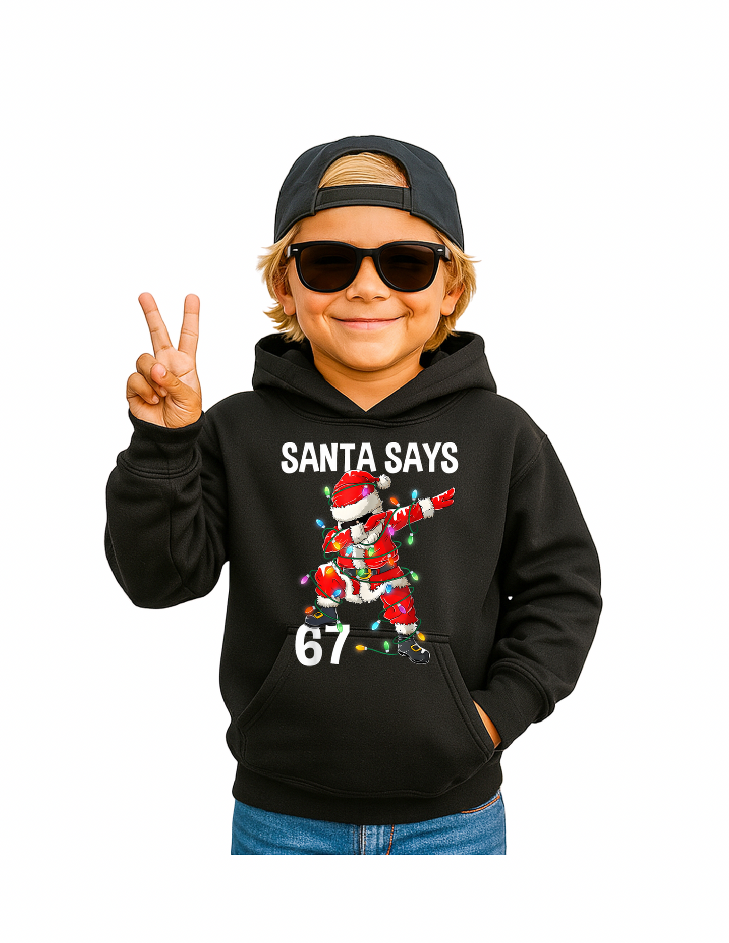 Black Hoodie Santa Says 67