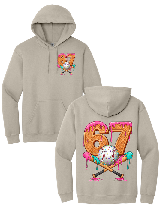 Cream Hoodie 67 Baseball Drip