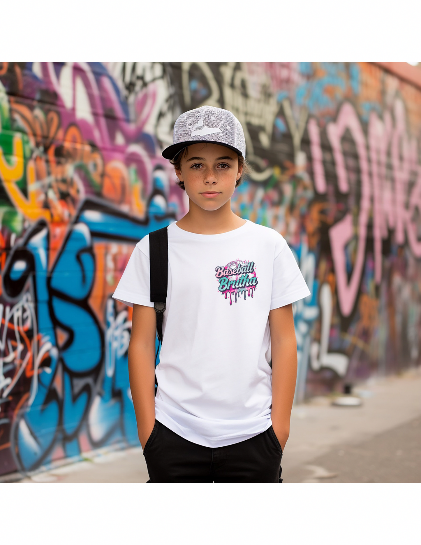 White Baseball Brutha Drip Soft-style T-Shirt