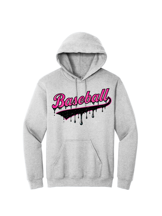 Gray Baseball Hoodie Sweatshirt - A